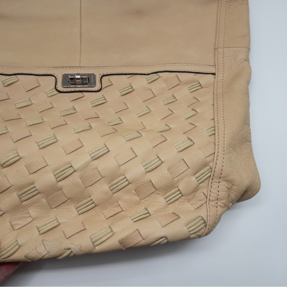 B Makowsky Glove Maisie Leather Hobo Bag with Woven Detail Basketweave Light Tan - Picture 5 of 15